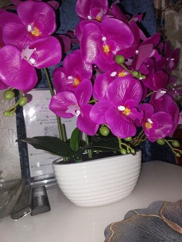 Вазалар: Искусственная композиция орхидей в кашпо. - Реалистичные фаленопсисы — 2