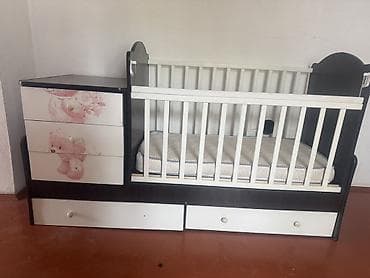 Детская кровать трансформер, Б/у, Другой тип, цвет - Коричневый