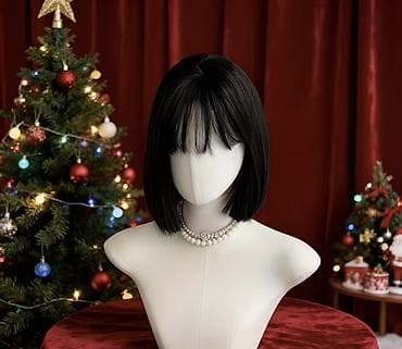 парик аниме: Парик каре с челкой, цвет: черный. - Стиль: классическое прямое каре — 1