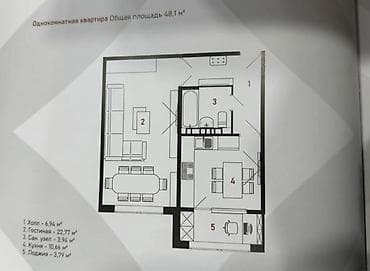 сдаю квартиру церковь: 1 комната, 48 м², 108 серия, 7 этаж, Готовая ПСО (под самоотделку) — 2