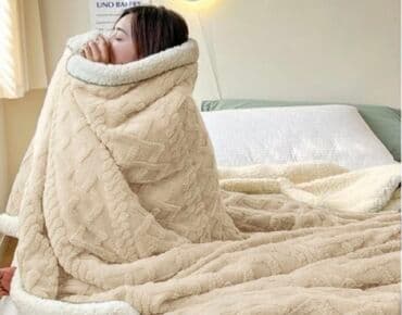 детское одеяло на овчине: Плед, Корея, Новый, Все сезоны, Двусторонний — 34