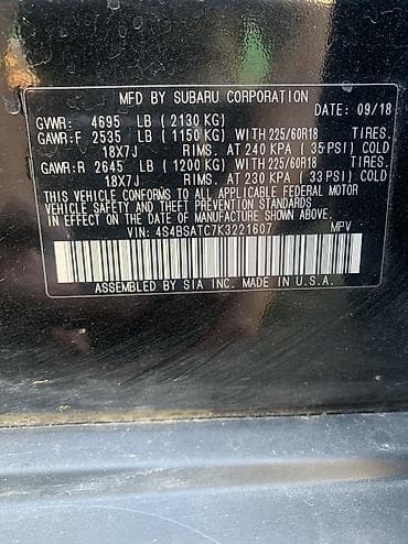 kia reo: Subaru Outback: 2019 г., 2.5 л, Вариатор, Бензин, Кроссовер — 3