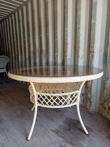 круглое стекло: Садовый стол Ротанг, Бесплатная доставка — 2