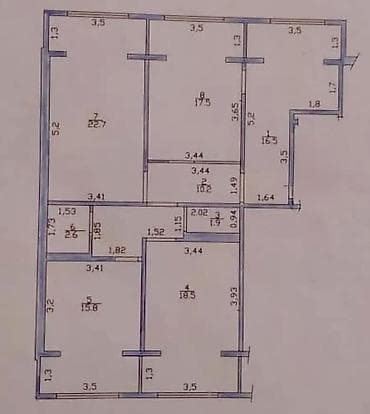 3 3: 4 комнаты, 106 м², 106 серия улучшенная, 7 этаж, Евроремонт — 9
