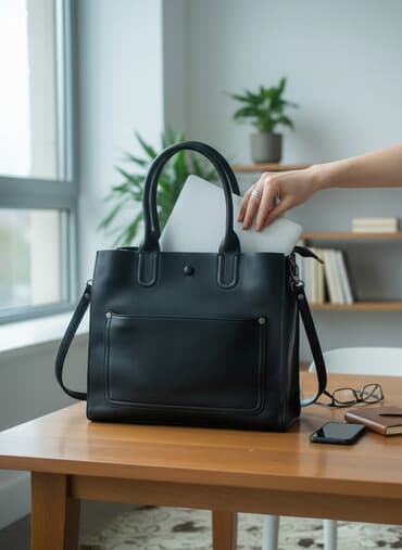 сумка черная лакированная: Сумка-тоут черная, классического дизайна. - Материал: плотная — 1