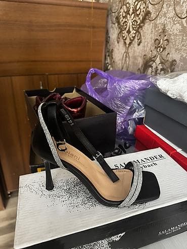 Босоножки, 37, Salamander, Б/у, цвет - Черный, Самовывоз