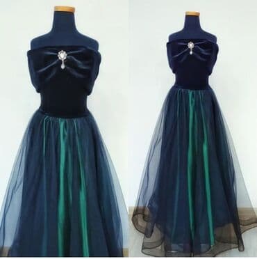 юбка джинсовая: Детское платье, цвет - Зеленый, Новый — 1