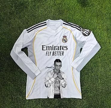tech flece: Футбольная длиннорукавная игровая майка Real Madrid (белая) с — 2