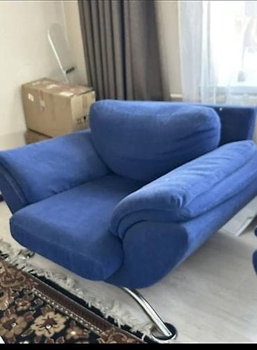 офисные диваны: Комплект мягкой мебели, цвет - Синий — 2