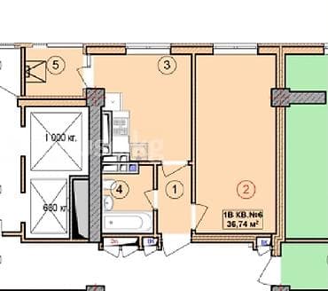 Недвижимость: 1 комната, 37 м², Элитка, Асанбай мкр Элитка, 6 этаж, ПСО (под самоотделку) — 3