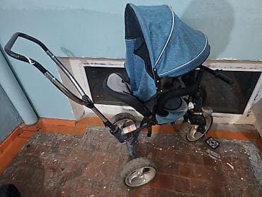 bid e2: Детский трехколесный велосипед-коляска с ручкой для родителей — 1