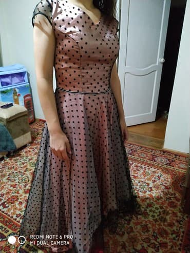 платье в горошек большого размера: Вечернее платье, Пышное, Длинная модель, Без рукавов, С пайетками, One size — 4