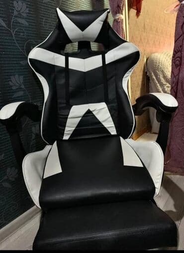 купить игровое кресло: Игровое кресло, С колесиками, цвет - Черный, Экокожа — 2