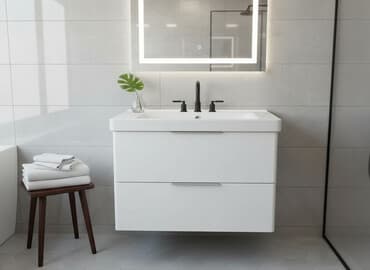 умывальник с тумбой в ванную: Ванна үчүн тумба, Раковина менен, түсү - Ак — 1