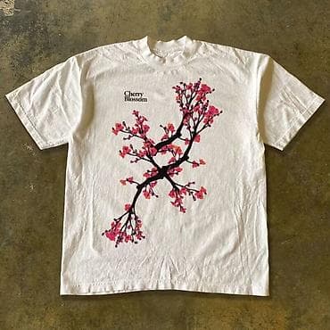 red centr: Футболка с принтом Cherry Blossom - Цвет: белый - Принт: крупная — 1