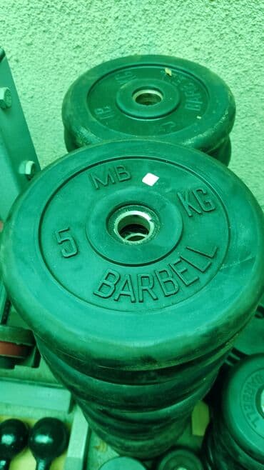 Блины BARBELL 5кг
диаметре 25мм 
количество пока есть
1кг - 200 сом