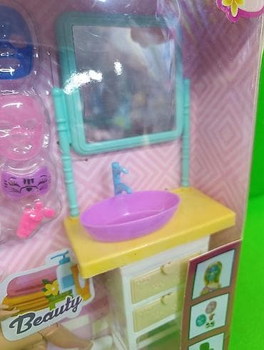 набор для купания: Кукла игрушка в ванной👧 Комплектация товара: кукла, столик, зеркало — 5