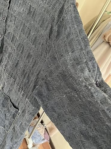 Платья: Повседневное платье, Лето, Длинная модель, Лен, Платье-рубашка, Стандарт — 4