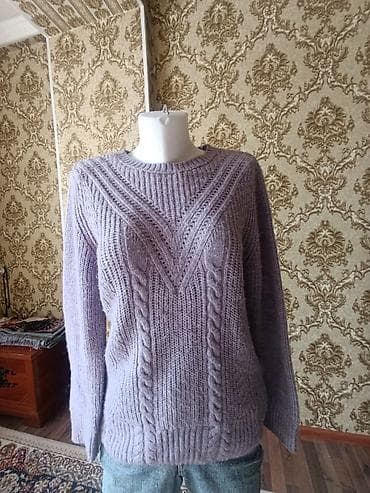 Другая женская одежда: Вязаный свитер лавандового цвета - Фактурный узор: вертикальные — 1