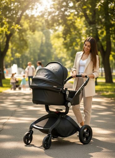 Коляска, цвет - Черный, Б/у