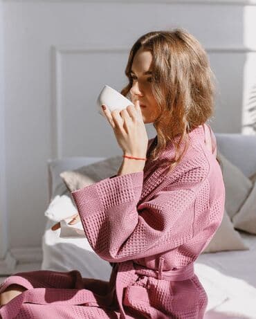 домашние халаты больших размеров: Халат, Вафельное полотно, XS, S, M — 2