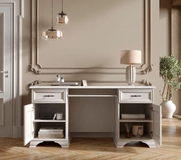 компьютеный стол: Стол письменный, Белый, коллекции Кентаки, БРВ Брест (Беларусь) Стол — 6