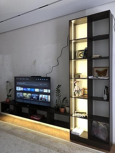 тв зона: Модульная гостиная стенка с LED‑подсветкой - Комплектация: длинная — 1