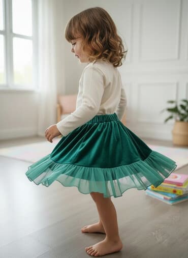 платья для спортивных бальных танцев для детей: Юбка, Модель юбки: Пышная, Мини, Бархат — 1
