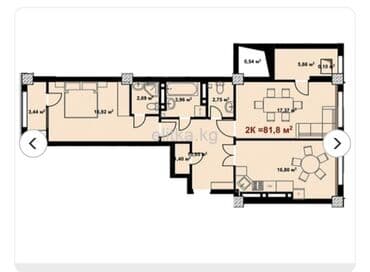 квартиру дом: 2 комнаты, 82 м², Элитка, 9 этаж, ПСО (под самоотделку) — 2
