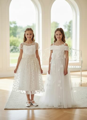 национальные платья для девочек: Детское платье, цвет - Белый — 1