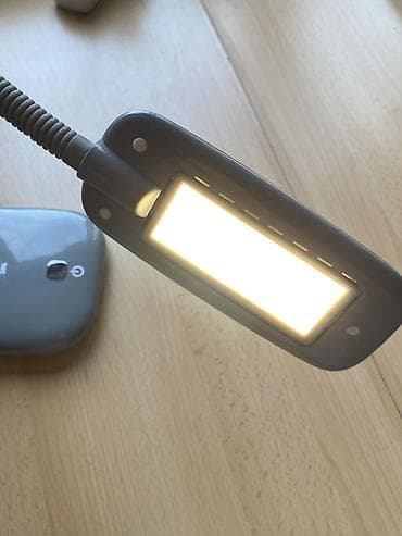 лампа настольная светодиодная: Настольная светодиодная лампа ЭРА, серый цвет. - Гибкая гусиная шея — — 4