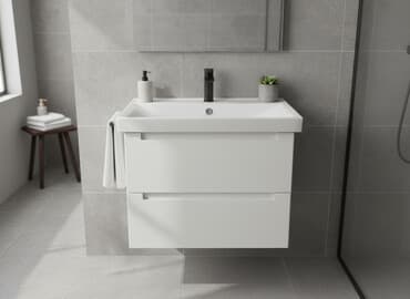 раковина с пьедесталом: Белая керамическая раковина для ванной комнаты, предназначенная для — 1