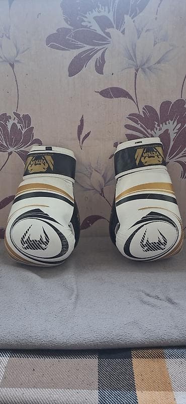 Кол каптар: Боксерские перчатки Venum Elite, бело‑черно‑золотые. - Размер: 12 oz — 4