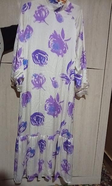 синее платье: Повседневное платье, Турция, Лето, Длинная модель, Шифон, На запах, 3XL — 2