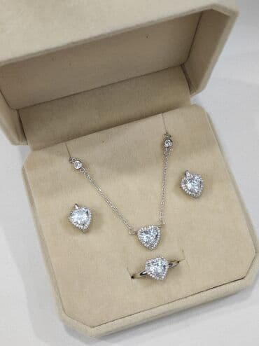 свадебные платья для покрытых: Серебряный Набор Сердечка Серебро 925 пробы Дизайн Италия Качество — 3