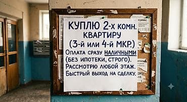 КУПЛЮ 2-х комнатную квартиру в 3-м или 4-м микрорайоне. Оплата