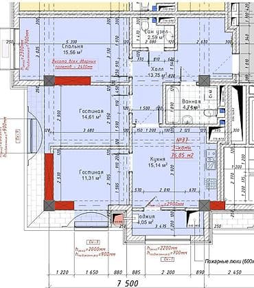 жк каусар: 2 комнаты, 77 м², Элитка, 10 этаж, ПСО (под самоотделку) — 4