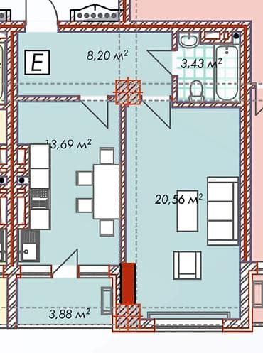 Недвижимость: 1 комната, 50 м², Асанбай мкр Элитка, 3 этаж, ПСО (под самоотделку) — 3
