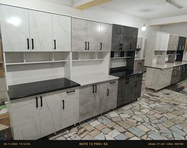 купить кухонные шкафы по отдельности: Ашкана гарнитуру, Жаңы, түсү - Ак, ДСП, Акысыз жеткирүү — 1