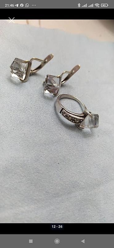 Серьги: Набор украшений, Б/у, Цвет металла: Белый, Винтажный стиль — 4