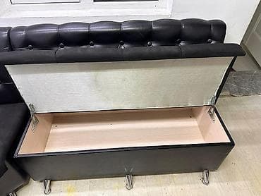 угловой дивань: Кухонный мягкий уголок, Б/у, ЛДСП, цвет - Черный — 6