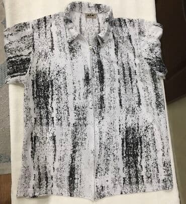 рубашку фирмы: Рубашка AFM с короткими рукавами, белая с абстрактным черно-белым — 6