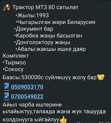 Тракторы МТЗ (Беларус): Трактор МТЗ‑80 Год выпуска: 1993 Страна производства: Беларусь — 3