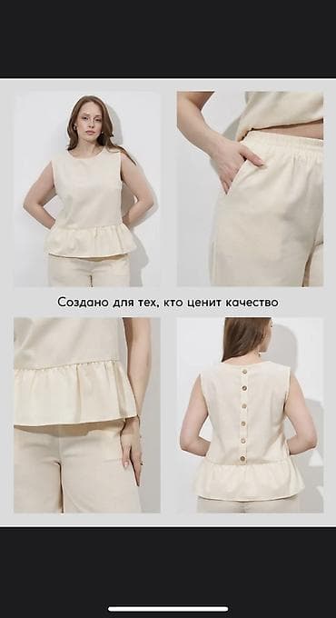 льняная рубашка: Брючный костюм, Made in KG, Лен, Лето — 8