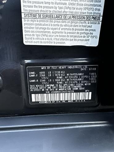 outback bs: Subaru Outback: 2009 г., 3.6 л, Автомат, Бензин, Универсал — 8