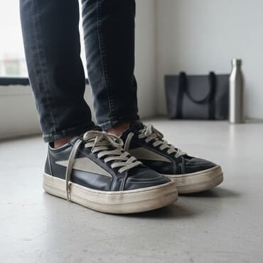 Ковролин: Rick Owens vintage/vans черные с контрастными светло‑серыми — 1