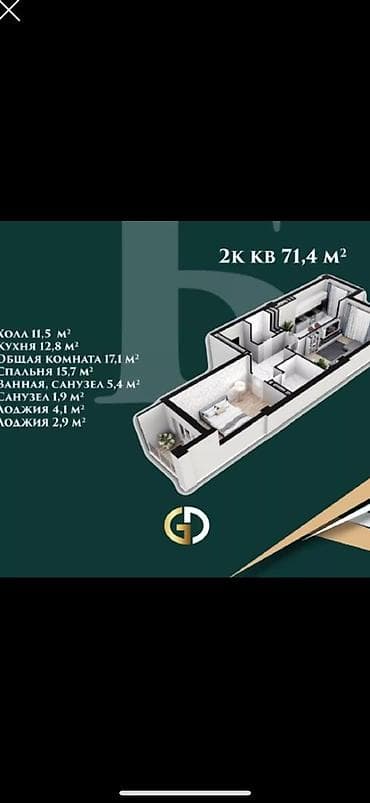 Квартиры: 2 комнаты, 72 м², Элитка, 3 этаж, Евроремонт — 5