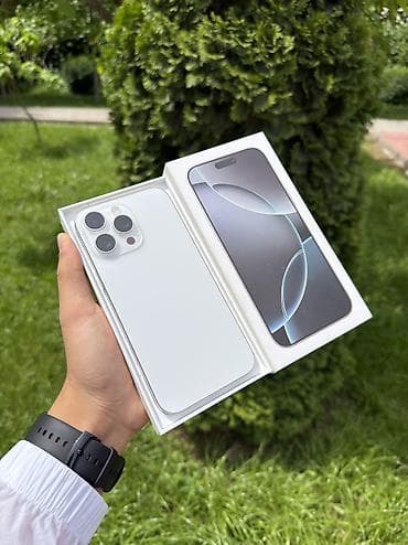 IPhone 16 Pro Max, Новый, 256 ГБ, Белый, Зарядное устройство, Защитное стекло, Чехол, В рассрочку, 100 %