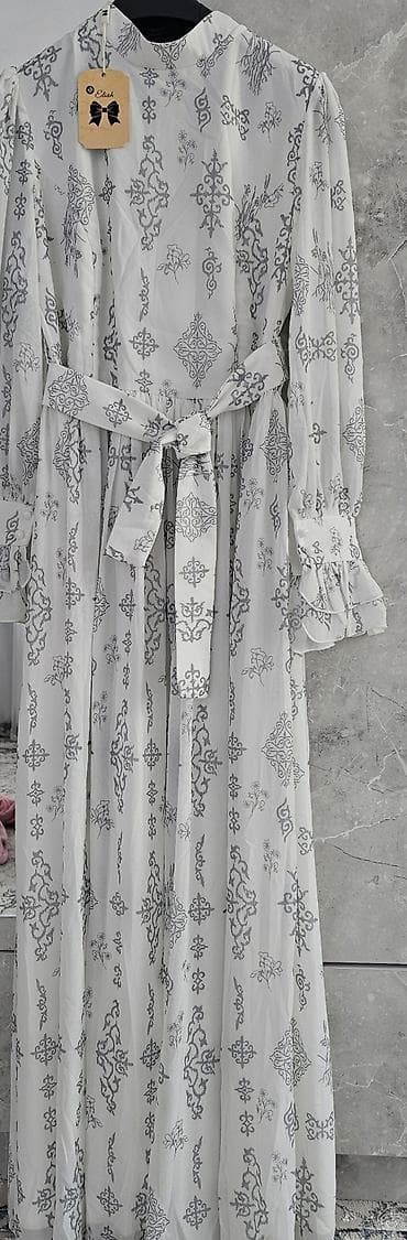 индийские одежды: Платье макси с принтом и поясом - Длина: макси, свободный струящийся — 2