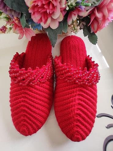 red centr: Домашние тапочки, 38.5, Новый, цвет - Красный, Самовывоз — 4